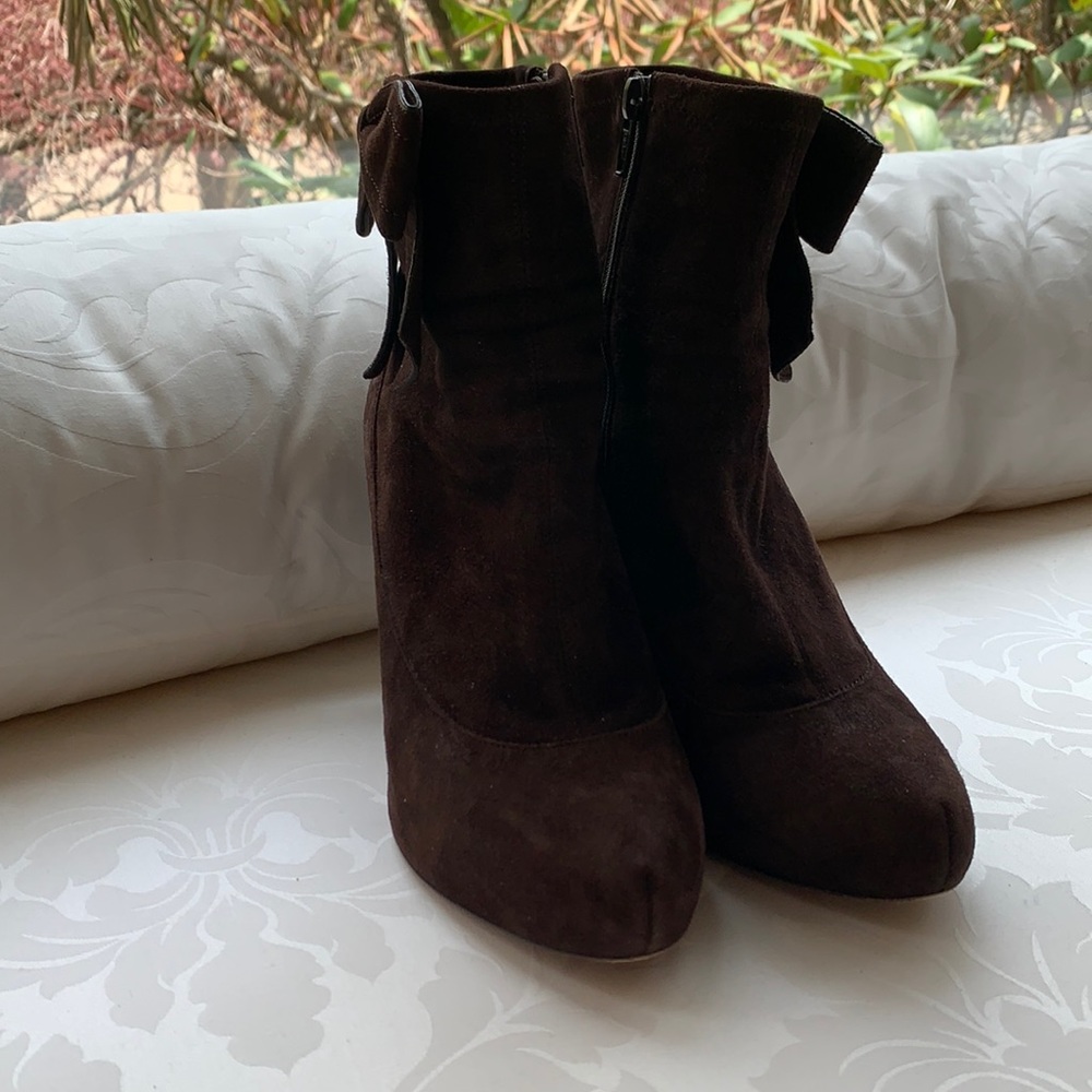 Coach Brown Suede Booties  w/Bow